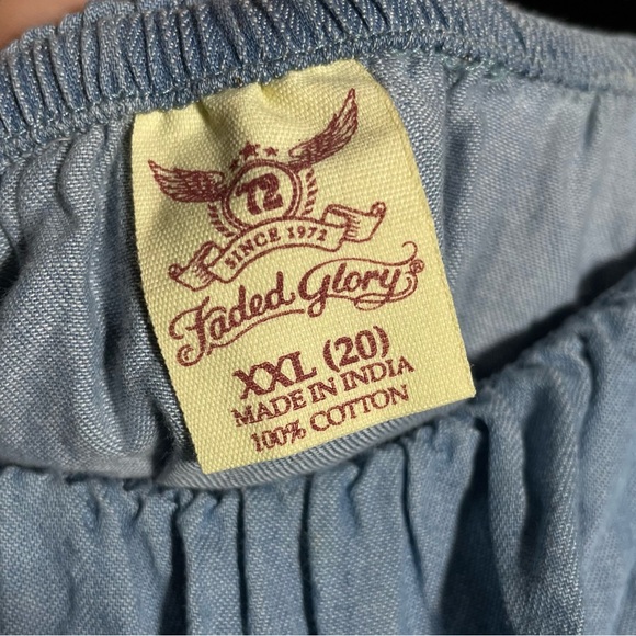 Faded Glory Denim Cotton Off the Shoulder Stretch Ruffle Flowy Top Plus Size XXL - Picture 4 of 6